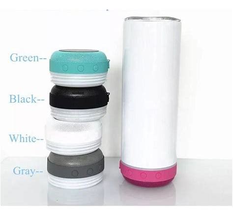 Glow in Dark 20 oz Sublimation Tumbler with Bluetooth Speaker Black