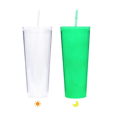 20 oz. Double Wall Plastic Tumbler With Straw