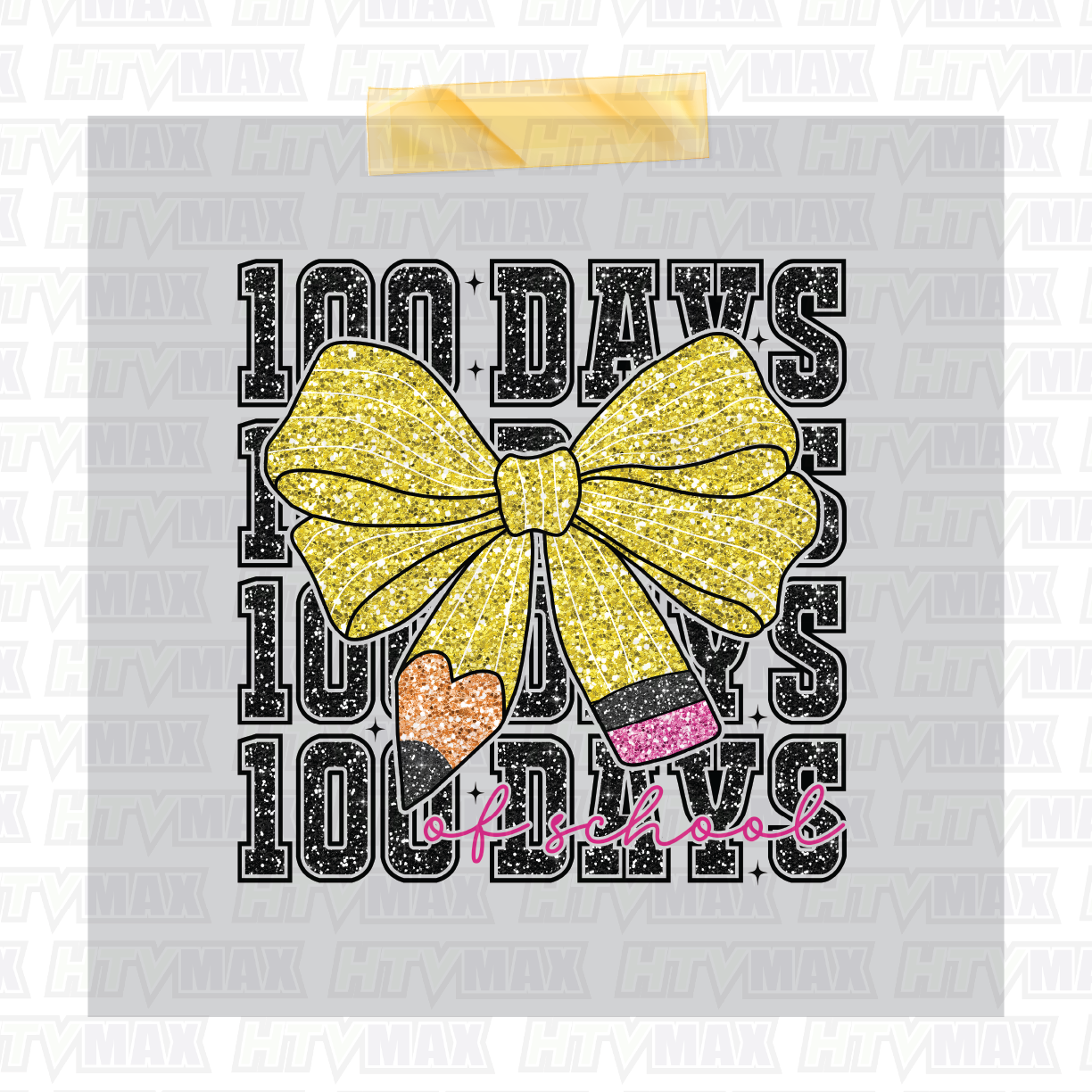 100 Days of School DTF Prints - 100 Days Pencil Bow